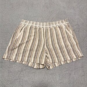 Briggs Linen Blend Beige Striped Women's Stretch Pull On Shorts Size Large